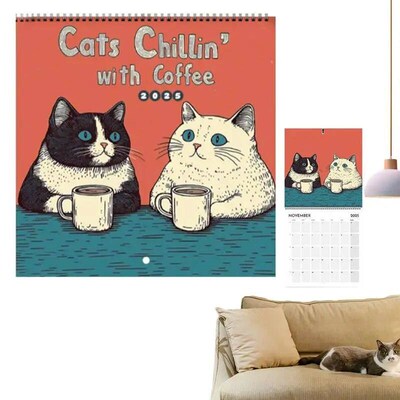 Wall Calendar Cat Design 2025 Monthly Hangable Wall Calendar