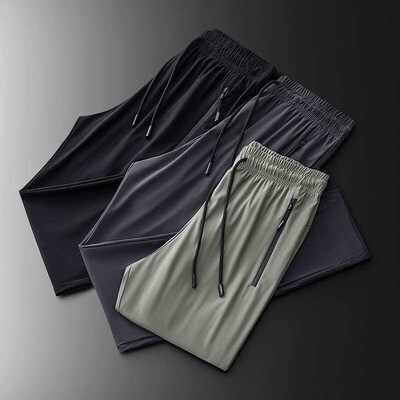 New Summer Thin Stetch Mens Pants Large Size Ice Silk Pants