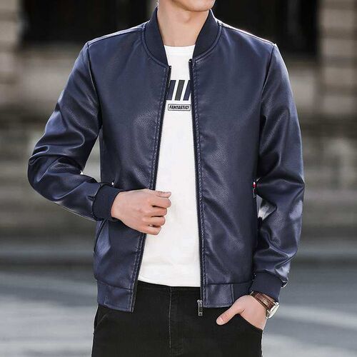 2021 autumn Leather Mens Korean version fashion slim fit h