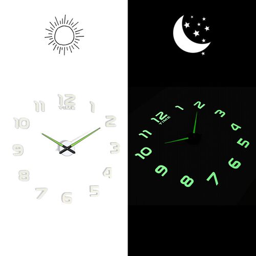3D Luminous Wall Clock Mirror Wall Stickers Creative DIY Clo