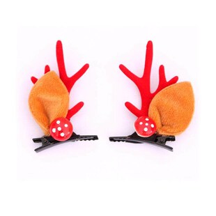 Buckhorn mink hair clip for Christmas鹿角发卡