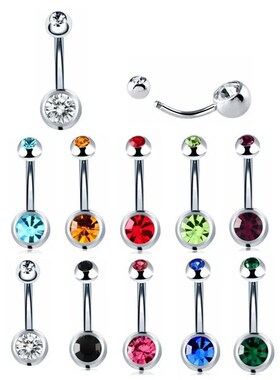 2/5/10PCS Crystal Belly Button Piercing Set Stainless Steel
