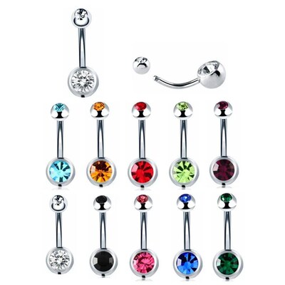 2/5/10PCS Crystal Belly Button Piercing Set Stainless Steel