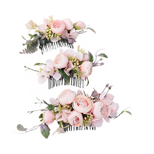 BOHO Bride Artificial Flower Hair Comb for Women Bridal Wedd