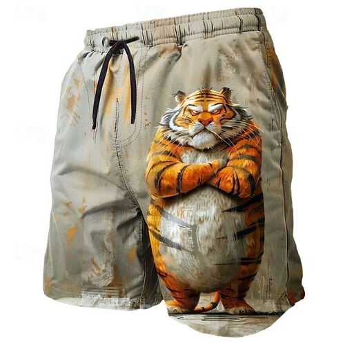 3D Print Tiger Sheep Chicken Rabbit Short Pants For Men Anim