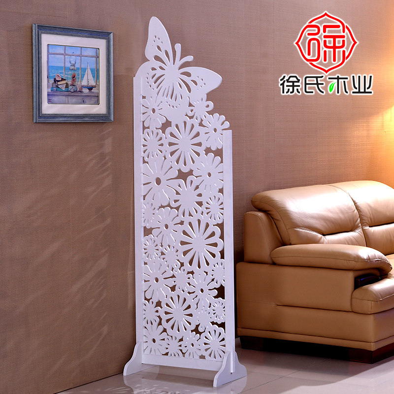 屏风隔断玄关时尚客厅白色雕花折叠屏风店铺橱窗背景镂空移动屏风