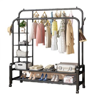 Hanging Double Wardrobe Clothing Rack Rods Clothes