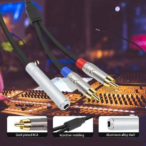 6.35mm 1/4 Inch Stereo Female To Dual TRS Y Splitter Cable