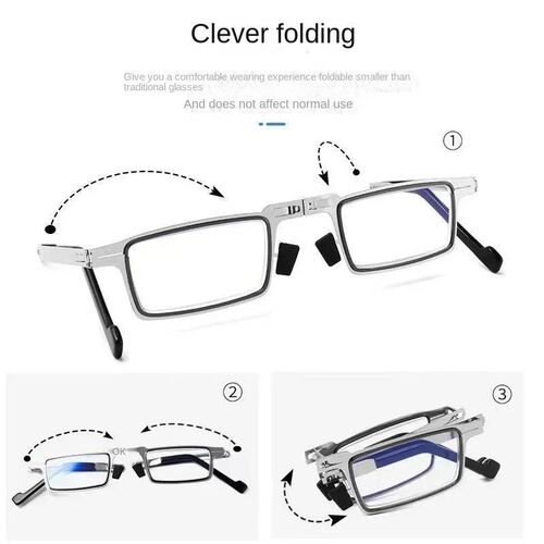 Portable Folding Reading Glasses for Men Metal Square Smart