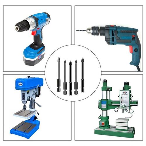 5Pcs Steel Glass Drill Bit Set Carbide Point With 4 Cutting