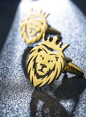 Tangula Punk Crown Lion Cufflinks Stainless Steel Men Animal