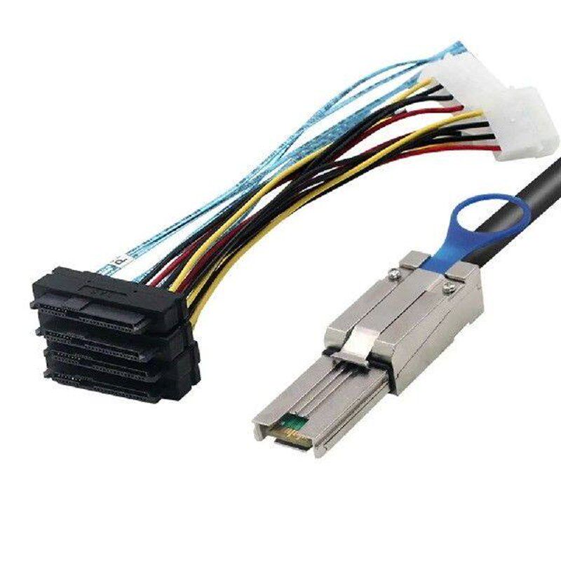 Mini SAS HD SFF-8088 26P to 4X SAS SFF-8482 with 4Pin Power