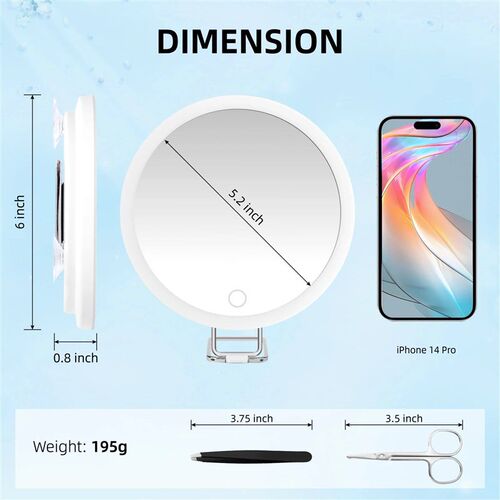 6 Inch Magnifying Mirror with Light, 5-30X Portable Travel M