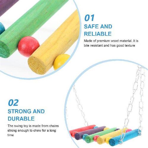 2pcs Parrot Suspension Bridge Swing Hammock Durable Wood