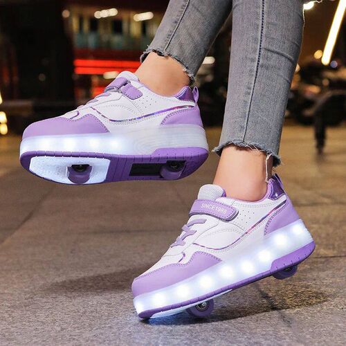 Pink Fashion Girls Boys LED Light Roller Skate Shoes for Chi