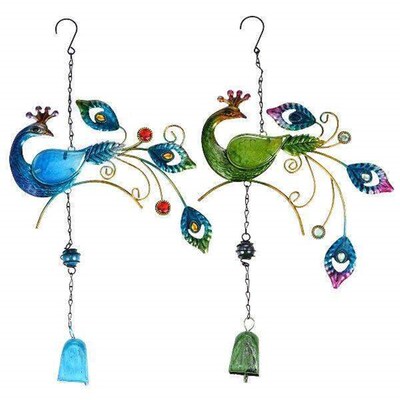 2pcs Creative Peafowl Wind-bell Iron Crafts Hanging Pendant