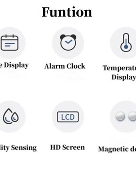 9.3x7.3x1.5cm Digital Alarm Clock Temperature Humidity Hourl