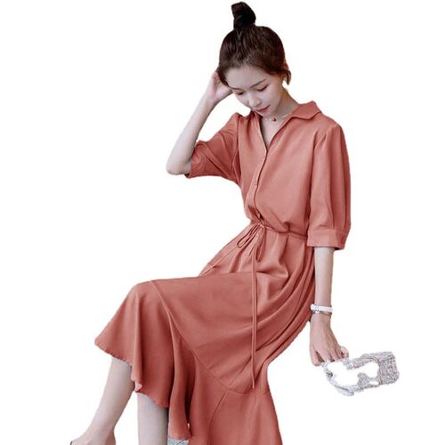 Shirt Chiffon Dress Summer New Tight Waist Slimming Elegant