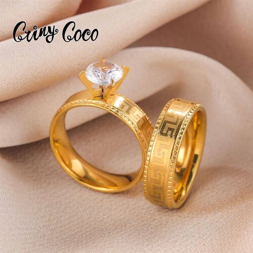 Cring Coco Stainless Steel Couple Ring rend Great Wall Patte