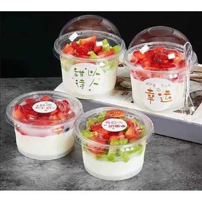 50/100Pcs 250ML Disposable Salad Cup Transparent Plastic Des