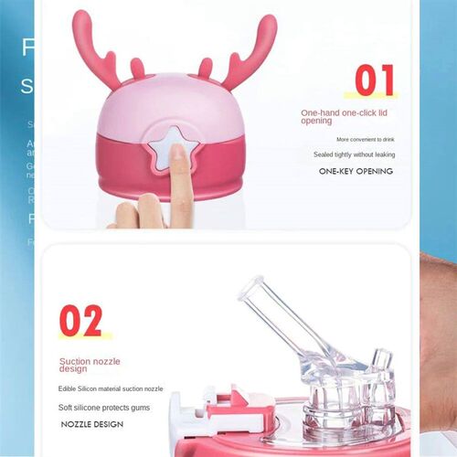600ml Antler Creative Cartoon Baby Feeding Cups Portable Kid