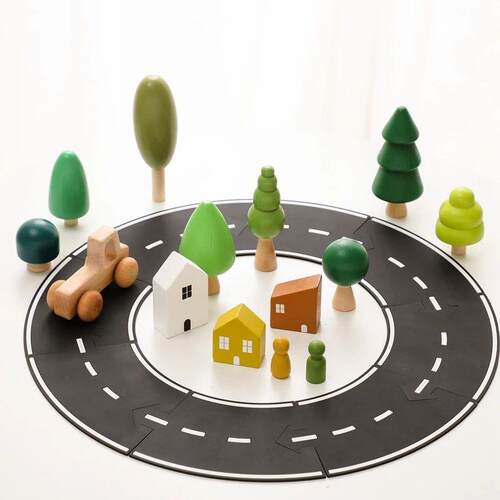 Wooden Building House Block Forest Ornaments Toy Christmas e