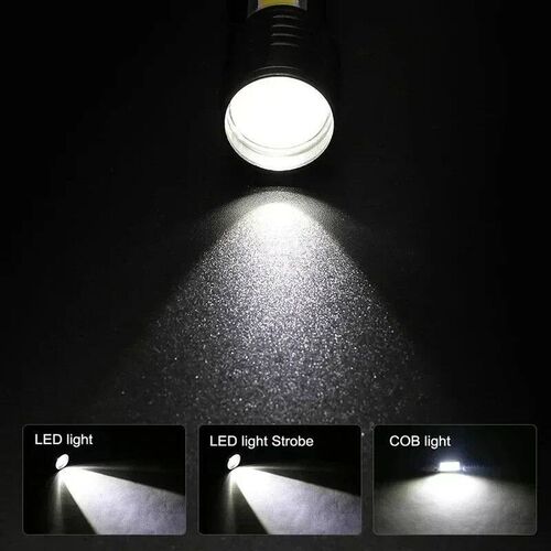 1-2PCS Mini COB+XPE LED Camping Flashlight USB Rechargeable