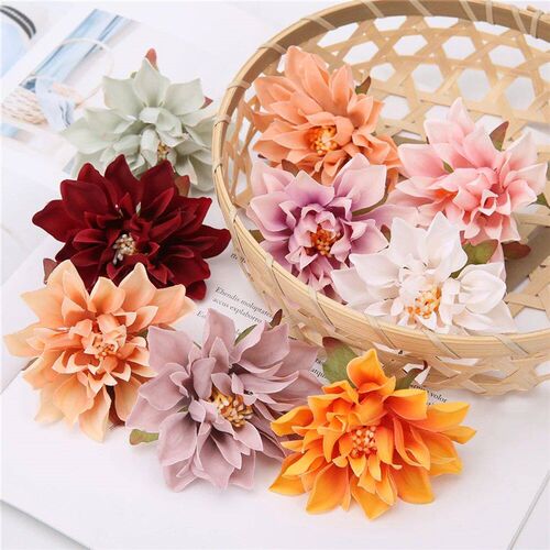 10Pcs Dahlia Flower Heads Artificial Flower For Home Decor F