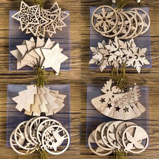 Pendants Angel 12PCS Wooden Hallow Star Box Christmas