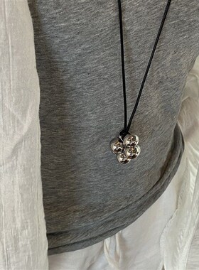 Korean Blogger Black Rope Simple Long Sweater Chain Ins Mini
