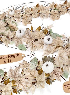 Autumn Maples Leaf Pumpkin Berry Garland Fall Mantle Firepla