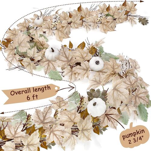 Autumn Maples Leaf Pumpkin Berry Garland Fall Mantle Firepla