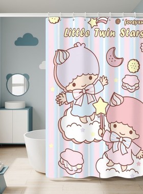 卡通子星小白兔浴帘卫生间防水布免打孔防霉淋浴隔断浴帘