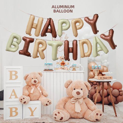 13pcs Cream Color Letter Balloons Happy birthday balloon Ros