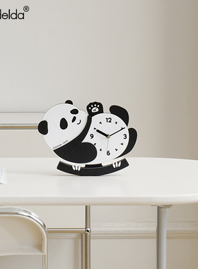 Mndeld客厅玄关桌面装饰摆件电视柜熊猫时钟家居饰品钟表摆放式