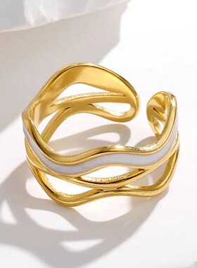 Vintage Stainless Steel White Dripping Oil Opening Ring for