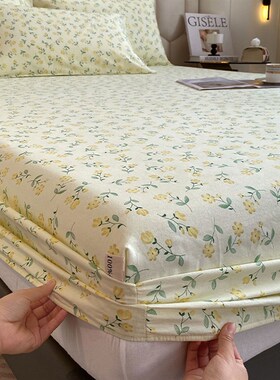 100% cotton mattress protector bed cover fitted sheet linen