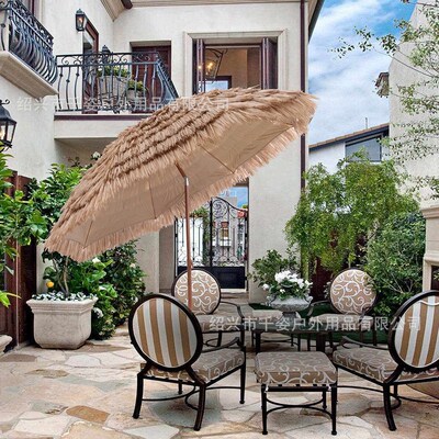 Outdoor Sun Protection Parasol Simulation Straw Umbrella Sce