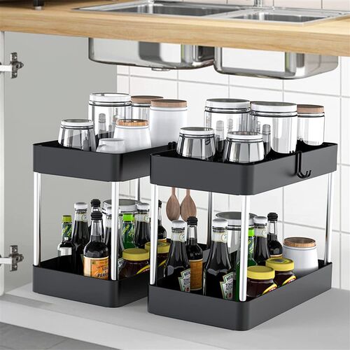 2 Layer Kitchen Spice Rack Seasoning Holder Spice Jar Bottle