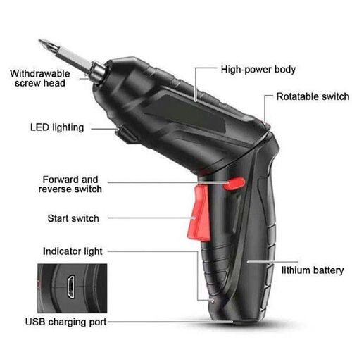 3.6V Wireless Screwdriver Drill 50rpm Rechargeable Cordless