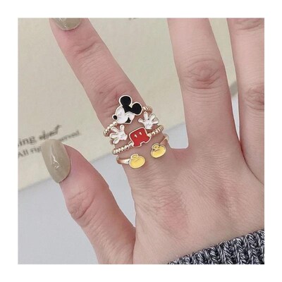 Anime Lilo & Stitch Ring  Silver Cartoon Stitch Mickey Adjus