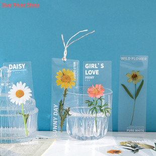 5 pcs/set Natural Plant flower leaves Series Bookmark PVC Re