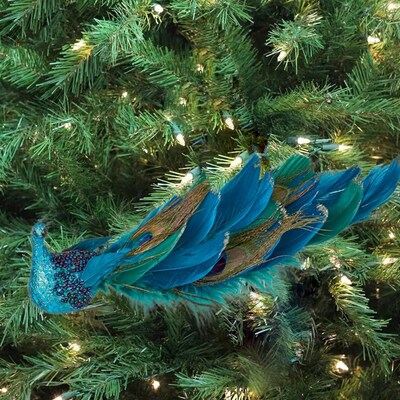 Christmas gift  tree 3d peacock pendant natural feathers