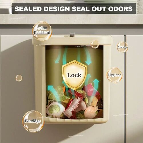 12L Kitchen Trash Can Wall Mounted Hanging Trash Bin With Li