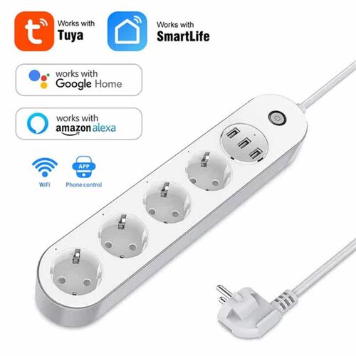 Aubess Power Strip With Extension Cable Electrical Sockets W