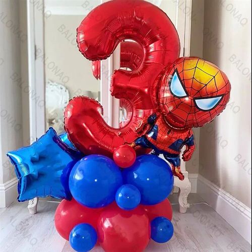 21pcs Stand Spiderman Foil Balloon Set Childrens Birthday