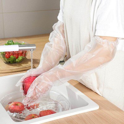 Extended long disposable gloves, thickened for food service,