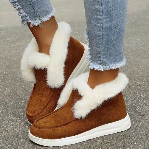 2025 FW Large Size 43 Solid Color Velvet Cotton Shoes Casual