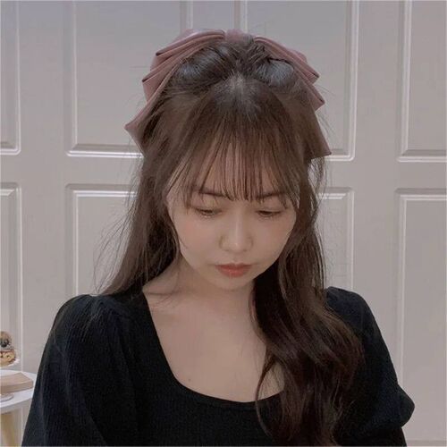 New Big Satin Hair Clip Hair Bows Girl Women Solid Pink Blac