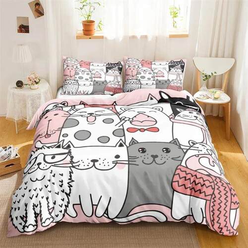 3PCS Single-sided Printed Bedding Set ,Comforter Cartoon Cut